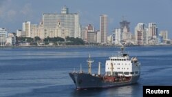 A ship from Russia's Baltic Fleet enters Havana's bay, in Havana, Cuba, July 27, 2024.