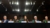 Top U.S. intelligence officials, with Director of National Intelligence Avril Haines in the center, appear before a Senate Intelligence Committee hearing to examine worldwide threats, at the Capitol in Washington, March 8, 2023.