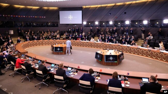 Phòng hội nghị của khối NATO ở Bỉ.