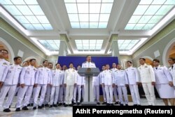 Perdana Menteri Thailand Srettha Thavisin saat konferensi pers di gedung pemerintah setelah upacara audiensi kerajaan untuk mengucapkan sumpah setia di Bangkok, Thailand, 5 September 2023. (Foto: REUTERS/Athit Perawongmetha)