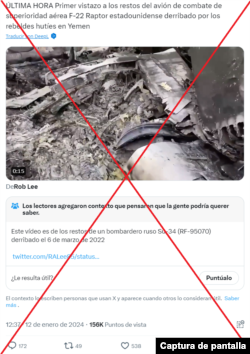 Captura de la desinformación que circuló en X.