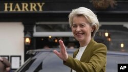FILE - European Commission President Ursula von der Leyen in Windsor, England, Feb. 27, 2023. She will meet with U.S. President Joe Biden on Friday to discuss several issues, such as combating the climate crisis and potential sanctions against China.