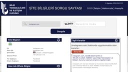 BTK sitesinde Instagram'ın erişim engeli kararı yer alıyor