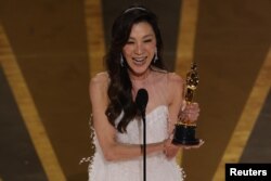 Michelle Yeoh wins the Oscar for Best Actress for "Everything Everywhere All at Once" during the Oscars show at the 95th Academy Awards in Hollywood, Los Angeles, California, U.S., March 12, 2023.