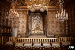 The Versailles bedroom of Queen Marie-Antoinette de Habsbourg-Lorraine, west of Paris, on June 19, 2023. The queen's bedroom is one of the private rooms reopening to the public on June 20, 2023.