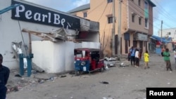 FILE - Destroyed Pearl Beach hotel, which was attacked by armed group, al Shabab, Mogadishu, Somalia, June 10, 2023. 