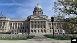 FILE - The Kentucky Capitol is pictured April 7, 2021, in Frankfort. All of Donald Trump's top opponents for the Republican nomination for president will be on the state's primary ballot May 21, 2024. 