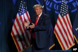 Former President Donald Trump leaves after speaking during the 56th annual Silver Elephant Gala in Columbia, S.C., Aug. 5, 2023.