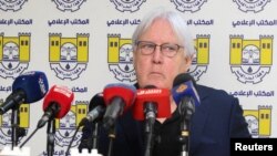 Martin Griffiths, United Nations undersecretary-general for humanitarian affairs and emergency relief coordinator, gives a briefing to media in Port Sudan, Sudan, May 3, 2023.