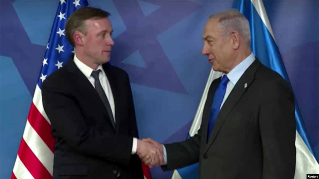 Beyaz Saray Ulusal Güvenlik Danışmanı Jake Sullivan ve İsrail Başbakanı Benyamin Netanyahu, 14 Aralık 2023. 