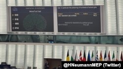  ۵۱۶ نفر از ۵۳۵ عضو پارلمان اروپا به این قطعنامه رای مثبت دادند. 