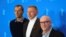 Director Alex Gibney, former tennis player Boris Becker and Producer John Battsek attend a photo call to promote documentary 'Boom! Boom! The World vs. Boris Becker' at the 73rd Berlinale International Film Festival in Berlin, Feb. 19, 2023. 