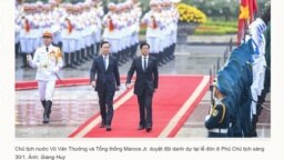 Chủ tịch nước Việt Nam Võ Văn Thưởng đón chính thức Tổng thống Philippines Ferdinand Marcos Jr ở Hà Nội, 30/1/2024.