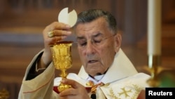 FILE - Maronite Patriarch Bechara Boutros al-Rai celebrates mass in Beirut, Lebanon, Aug. 3, 2023.