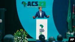 FILE - US Special Presidential Envoy for Climate John Kerry addresses the Africa Climate Summit in Nairobi Kenya, Monday Sept.4, 2023.