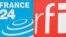 FILE—This combination of file pictures created on Aug. 3, 2023, shows the logo of the live news channel France 24, left, and the logo of Radio France Internationale (RFI).