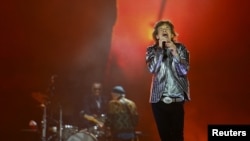 Mick Jagger of the rock band The Rolling Stones performs as the band kick off their 2024 Hackney Diamonds tour at the NRG Stadium in Houston, Texas, April 28, 2024. 
