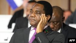FILE - Zambian President Hakainde Hichilema listens during the closing session of the New Global Financial Pact Summit, in Paris, France, June 23, 2023. 