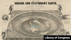 Map of the square and stationary earth published by Orlando Ferguson in Hot Springs, South Dakota in 1893. (Library of Congress)