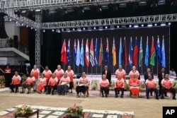 Leaders pose for a photo at the Pacific Islands Forum leaders meeting in Nuku'alofa, Tonga, Aug. 26, 2024.