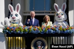 FILE - President Joe Biden and first lady Jill Biden participate in the 2023 White House Easter Egg Roll, Monday, April 10, 2023, in Washington. (AP Photo/Evan Vucci)