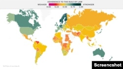 Рейтинг верховенства права, cкриншот с сайта World Justice Project