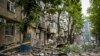 In this photo provided by the Dnipropetrovsk Regional Military Administration, a view of the damage after Russia's attack on residential building in Dnipro, Ukraine, April 19, 2024. 