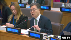 황준국 유엔주재 한국 대사가 18일 뉴욕 유엔본부에서 열린 유엔총회 3위원회 일반토의에서 발언했다.