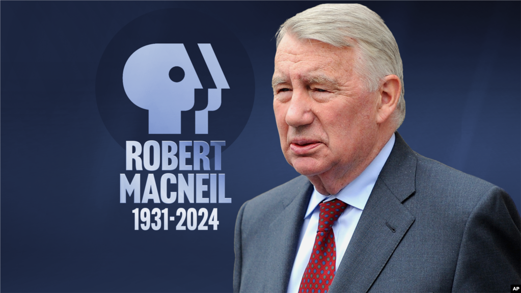 El veterano periodista Robert MacNeil, creador y primer presentador de "NewsHour" de PBS en la década de 1970, murió el 12 de abril de 2024.