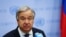 FILE—United Nations Secretary-General Antonio Guterres deliver remarks to reporters outside the U.N. Security Council where he appealed on for a three day ceasefire of hostilities in Sudan at U.N., headquarters in New York City, U.S. April 20, 2023