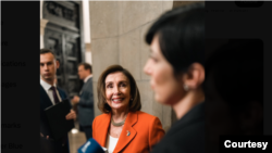 捷克众议院议长阿达莫娃2023年5月24日在美国国会与前众议院议长佩洛西会面。（捷克众议院议长阿达莫娃的推特账号）