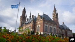 FILE - View of the Peace Palace, which houses the World Court in The Hague, Netherlands, on Sept. 19, 2023. 