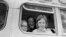 FILE - Children smile from window of a school bus in Springfield, Mass., as court-ordered busing brought Black children and white children together in elementary grades without incident, Sept. 16, 1974. 