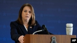 FILE - U.S. Secret Service Director Kimberly Cheatle speaks during a Republican National Convention security news conference in Milwaukee, June 6, 2024.