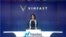 CEO toàn cầu của VinFast Lê Thị Thu Thủy phát biểu trước khi rung chuông mở màn phiên giao dịch của Nasdaq nơi cổ phiếu của hãng xe Việt Nam bắt đầu được niêm yết hôm 15/8.