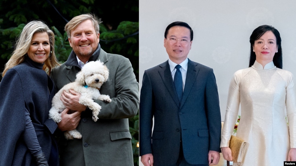 Vua Hà Lan Willem-Alexander, Hoàng hậu Maxima; Chủ tịch nước Việt Nam Võ Văn Thưởng và phu nhân Phan Thị Thanh Tâm. Photo: Reuters.