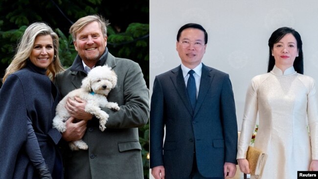 Vua Hà Lan Willem-Alexander, Hoàng hậu Maxima; Chủ tịch nước Việt Nam Võ Văn Thưởng và phu nhân Phan Thị Thanh Tâm. Photo: Reuters.