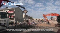 VOA60 Africa - Search continues for survivors of building collapse in South Africa