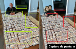 Comparación de capturas de pantalla de imagen real y falsa. A la izquierda la fotografía original de Floyd Mayweather procedente de Instagram y a la derecha la imagen manipulada del presidente de Ucrania y su esposa.