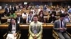 Delegates attend a meeting of a meeting of tourism ministers from G20 nations at the Sher-i-Kashmir International Conference Centre in Srinagar, Jammu and Kashmir. The three-day conference ended May 24, 2023. (Wasim Nabi/VOA)