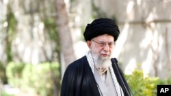 FILE - This photo released by the website of the office of the Iranian supreme leader shows Supreme Leader Ayatollah Ali Khamenei in Tehran, Iran, March 6, 2023. Amnesty International has called on the leader to "stop using the death penalty as a tool of political repression."