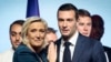 FILE - Leader of the French far-right National Rally Marine Le Pen, left, and lead candidate of the party for the upcoming European election, Jordan Bardella, during a political meeting on June 2, 2024 in Paris.