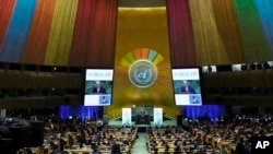 U.N. Secretary General Antonio Guterres addresses the United Nations Sustainable Development Forum, Sept. 18, 2023.