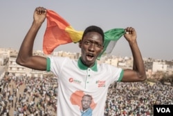 Abdou Bara Mbodji was one of some 10,000 protesters who turned out to support Ousmane Sonko, March 14, 2023, in Dakar. (Annika Hammerschlag/VOA)