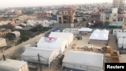 This handout image shows a field hospital operated by the International Committee of the Red Cross, in Rafah, in the southern Gaza Strip, May 10, 2024.