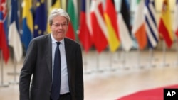 欧盟经济专员保罗·真蒂洛尼（Paolo Gentiloni）在布鲁塞尔欧洲理事会大楼。资料照