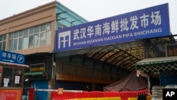 资料照片：2020年1月21日，湖北省武汉市被关闭的华南海鲜批发市场。（美联社照片）
