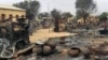 (FILE) This picture taken on September 1, 2023 shows a view of destruction in a market area in al-Fasher, the capital of Sudan's North Darfur state.