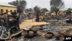 (FILE) This picture taken on September 1, 2023 shows a view of destruction in a market area in al-Fasher, the capital of Sudan's North Darfur state.