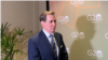 In this image taken from video, U.S. Homeland Security Council spokesman John Kirby answers questions from a VOA reporter at the G20 summit in New Dehli, India, on Sept. 9, 2023.